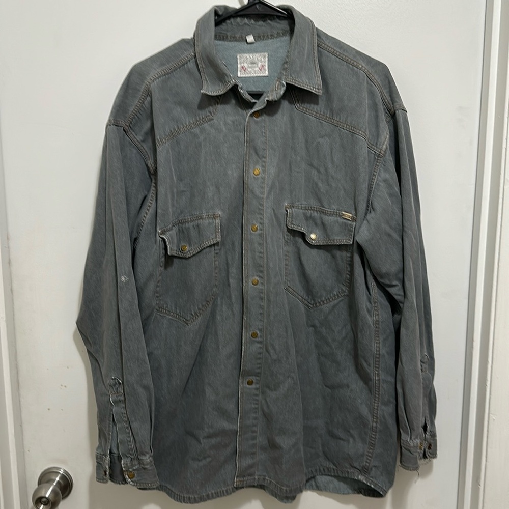 Vintage Mustang Denim Snap Button Down Size L